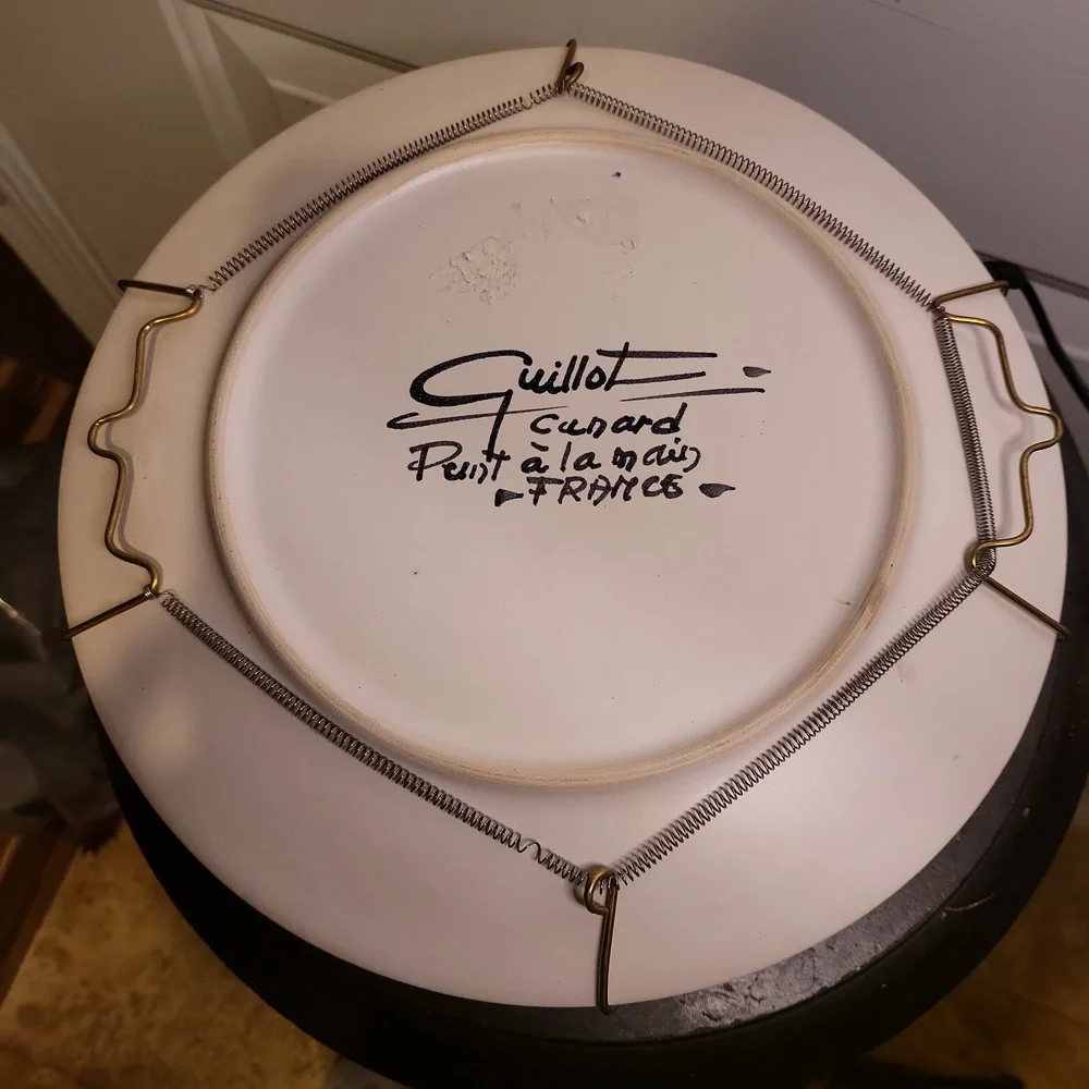 Guillot Curard Hand Painted Duck Mallard Porcelain Bisque Plate Wall Hanging - Picture 7 of 8